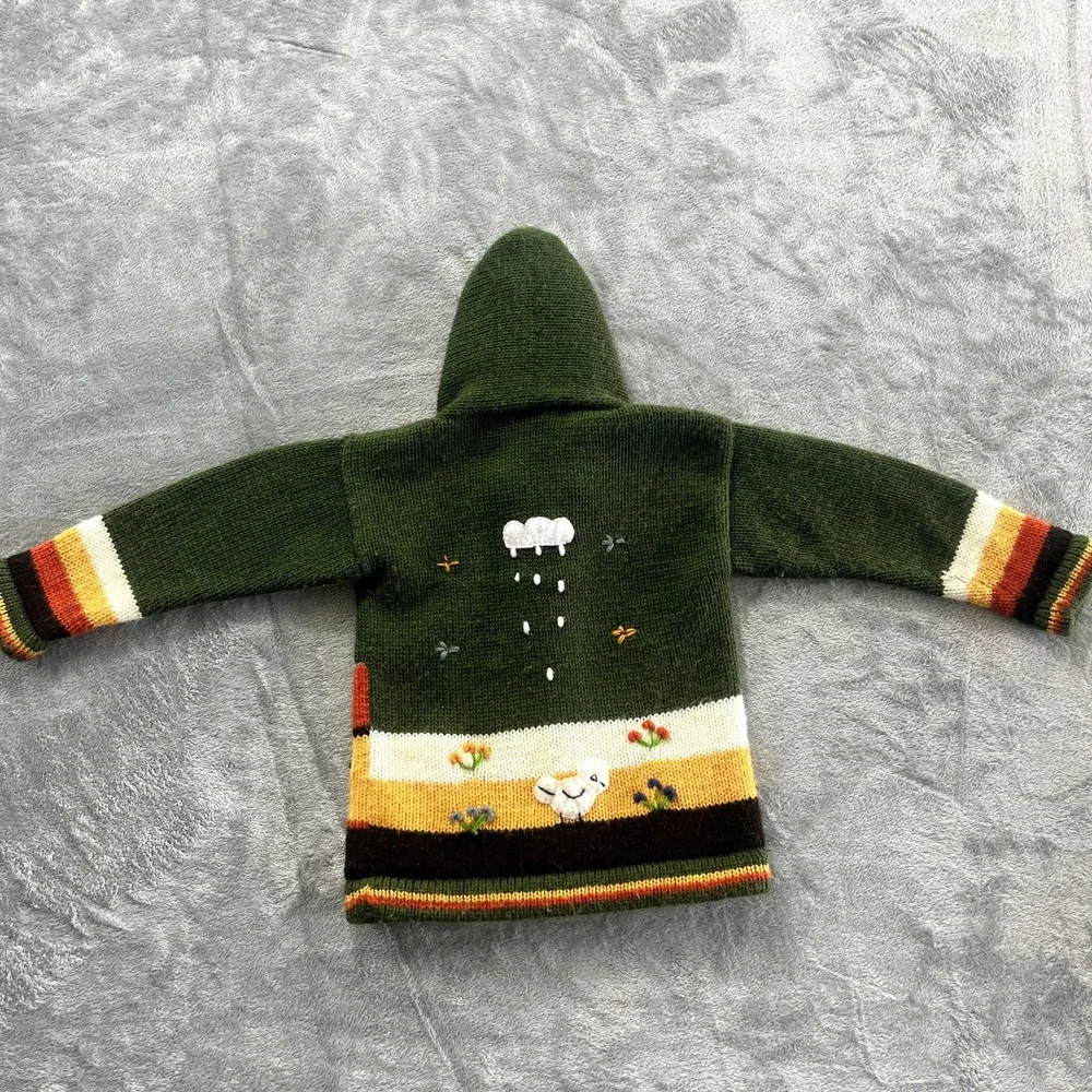 Peruvian Alpaca Co Andes Kids Zip Patchwork Embroidered Sweater 12-18M
